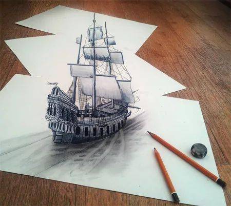 独特角度拍摄的画作,与现实完美互动,立体感十足
